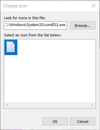 La fenêtre de changement d'icône dans le raccourci de l'écran de verrouillage