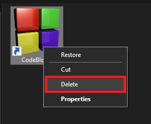 Delete icon on recycle bin Windows 10