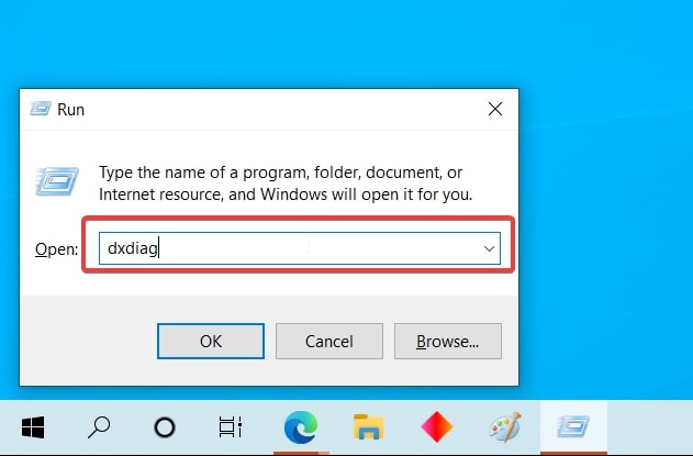 Open DirectX Diagnostic Tool in Windows 10 from Run Box
