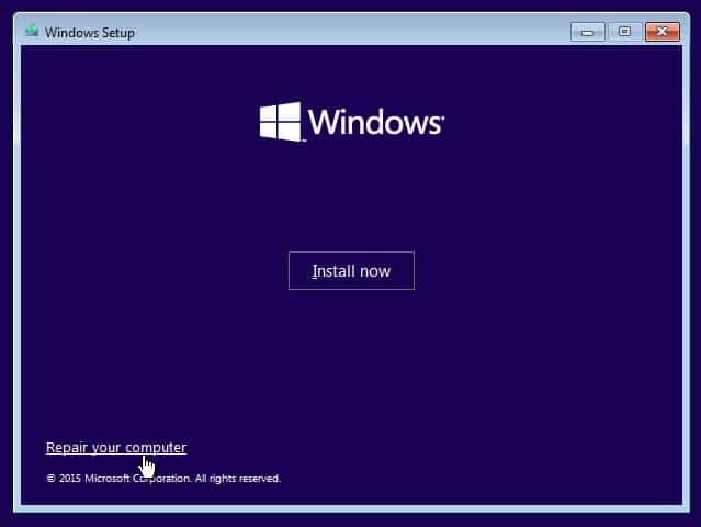 Réparer votre ordinateur dans Windows 10