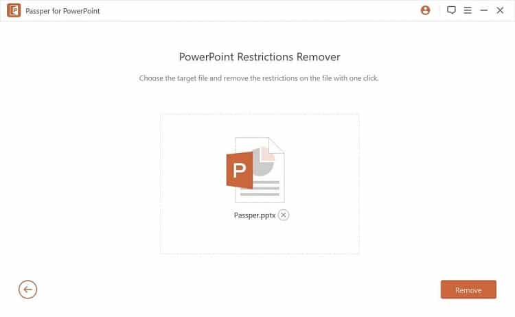 Le bouton Supprimer dans Passper pour PowerPoint
