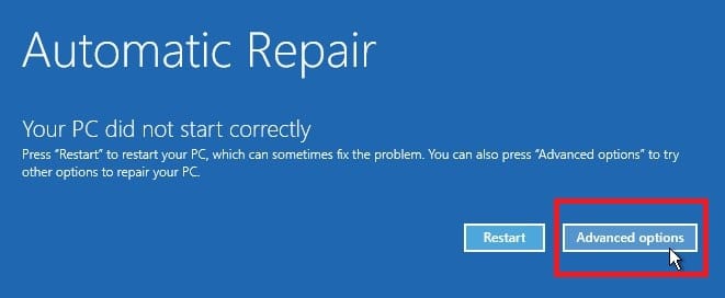 Réparation automatique de Windows 10