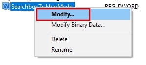 Modify SearchboxTaskbarMode in Registry editor Windows 10