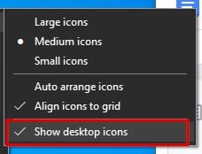 Show desktop icons in Windows 10
