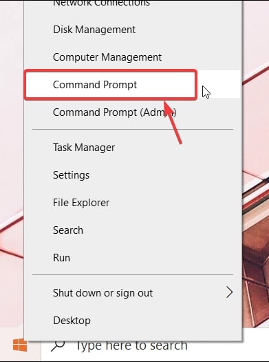 Ouvrir l'invite de commande à partir du menu WinX Windows 10