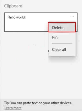 Delete specific item in Windows 10 clipboard