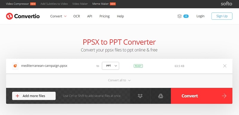 The Convert button in PPSX to PPT Converter