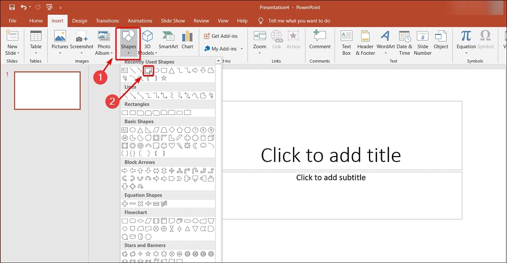 Insert Shapes in PowerPoint