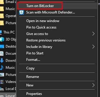 Activez BitLocker dans Windows