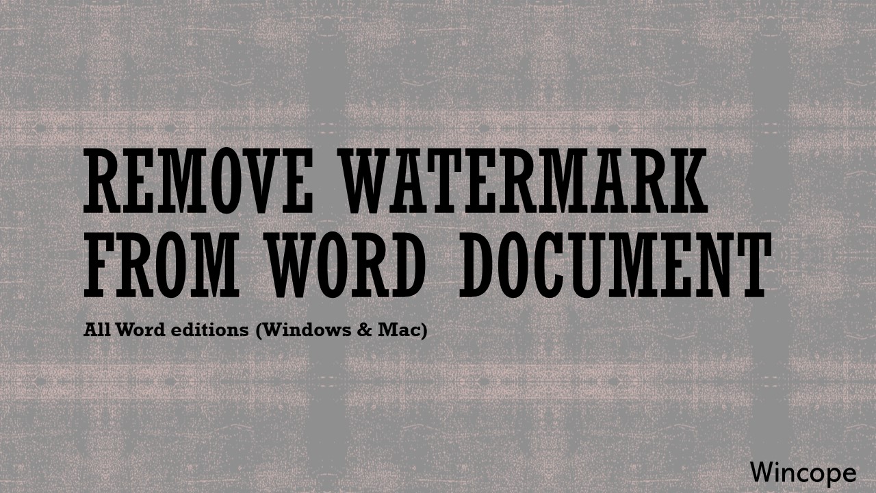 How to Remove Watermark from Word Document