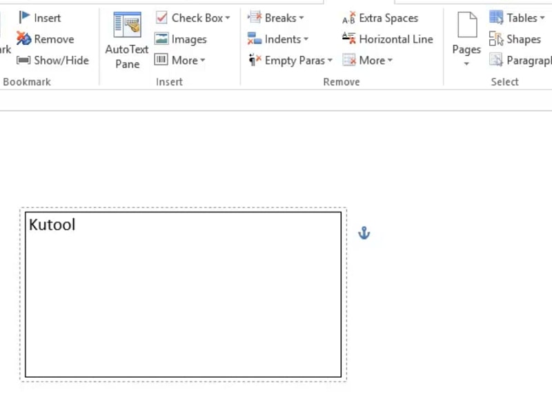 A text frame in Word using Kutools