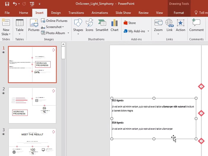 Word document text in PowerPoint