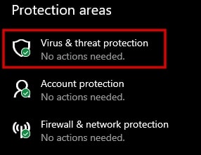 Protection contre les virus et les menaces dans Windows 10