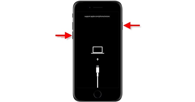 Instructions on Apple iPhone to put it into recovery mode to remove Apple ID