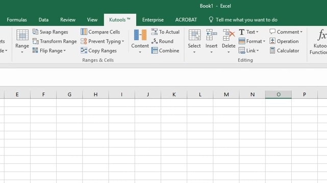 The Kutools tab in Excel