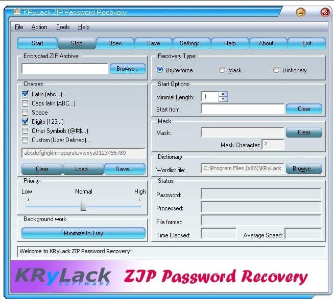 KRyLack ZIP Password Recovery - Alternative à PassFab for ZIP