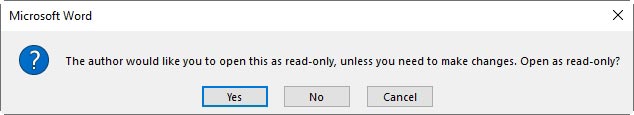 Open word document as read only