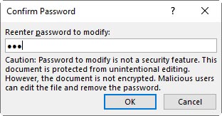 reenter password to modify the word document