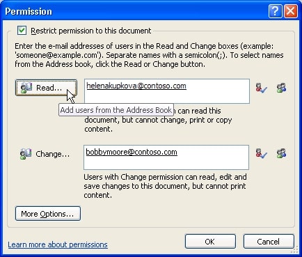 The Permission window in PowerPoint presentation