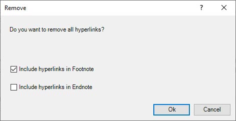 Confirm to remove all hyperlinks in Word