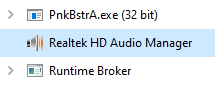 Realtek HD Audio Manager in Windows 10 task manager