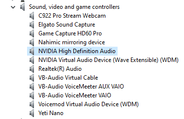 Contrôleurs de son, de vidéo et de jeu dans Windows 10