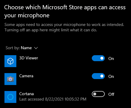 Disable Cortana to access microphone in Windows 10