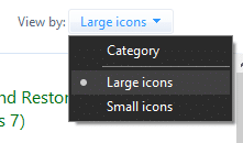 Large icons in control panel
