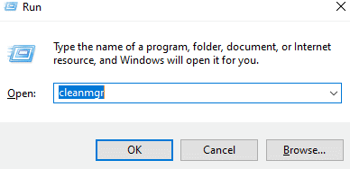 Exécuter le nettoyage de disque dans Windows 10 en utilisant la boîte de dialogue Exécuter