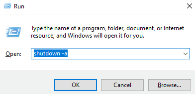 Arrêter l'arrêt automatique dans Windows 10 via Run