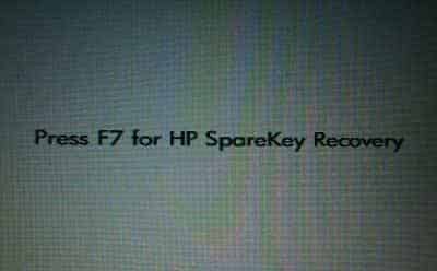 press F7 for hp sparekey recovery option
