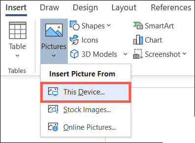 select This Device in Microsoft Word 