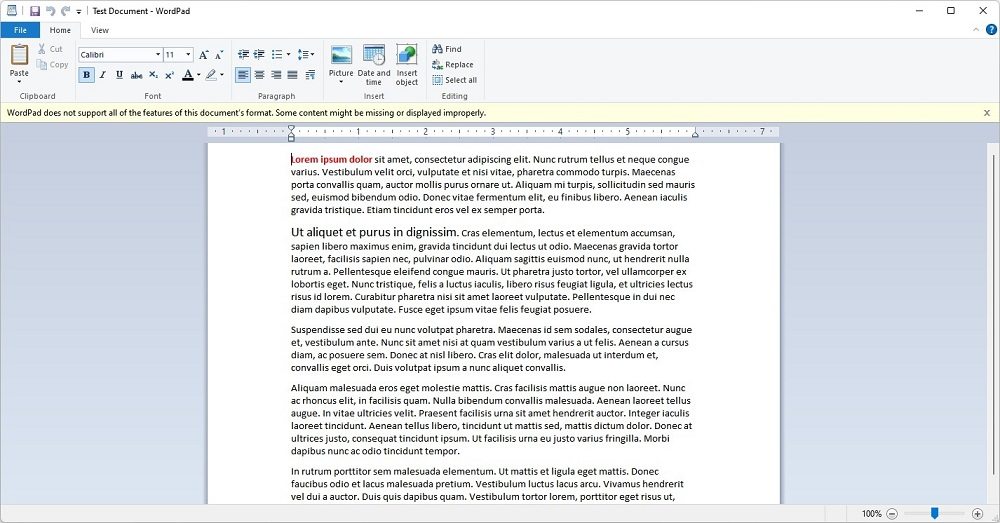 Open Word document in WordPad
